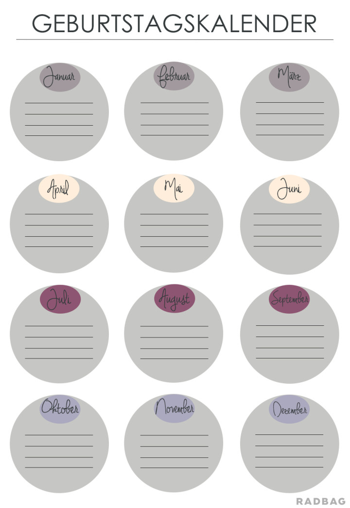 3 Geburtstagskalender zum Ausdrucken (Free Printable)