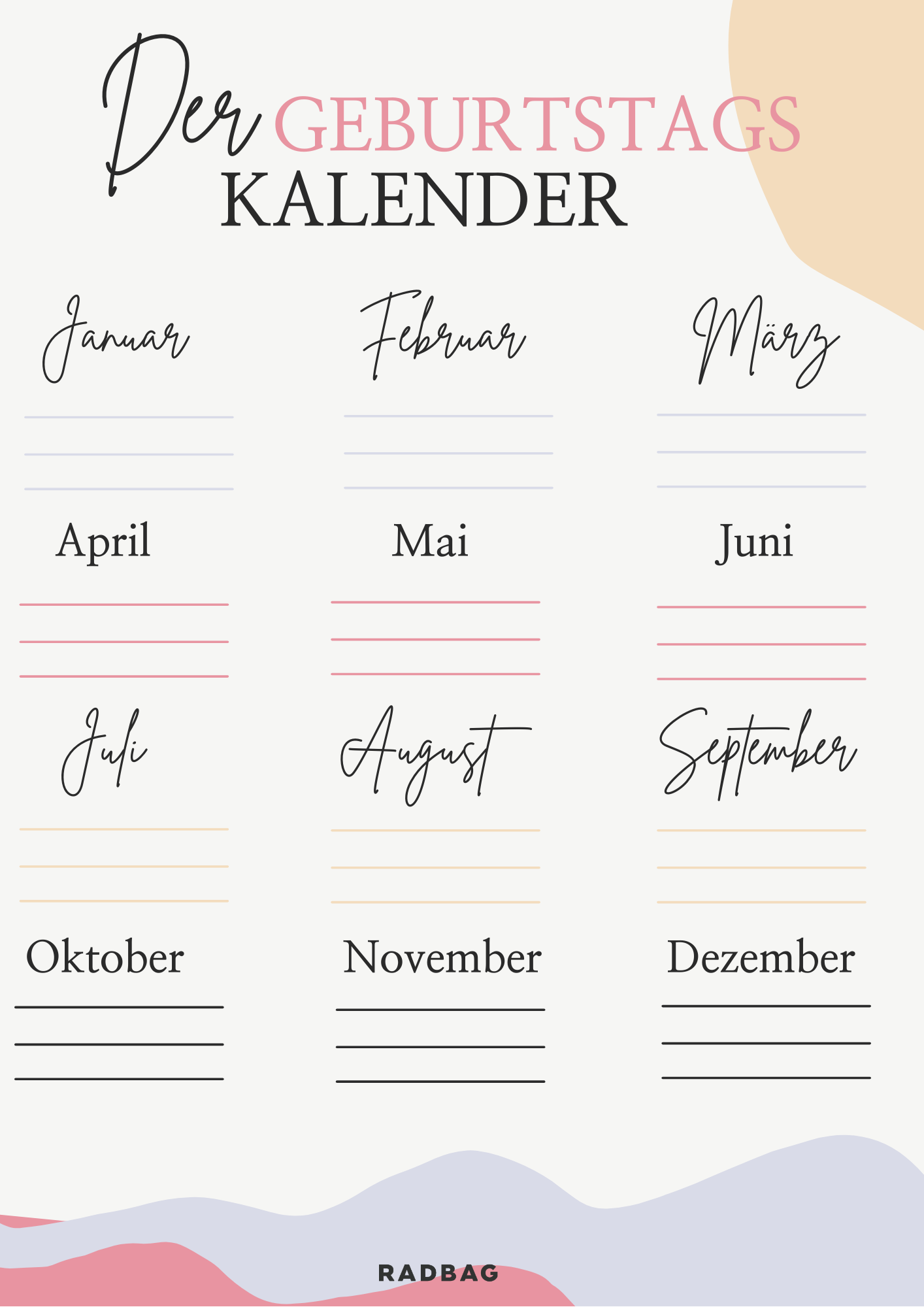 3 Geburtstagskalender Zum Ausdrucken Free Printable