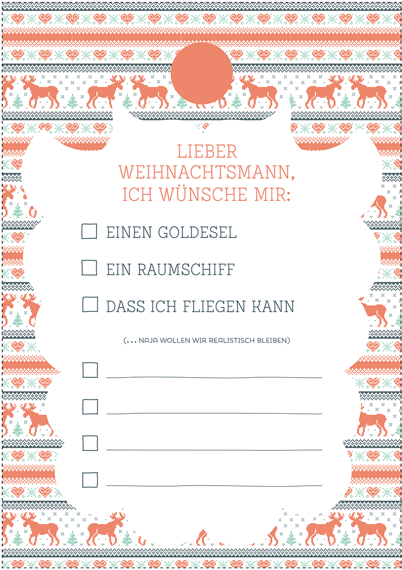 Weihnachtswunschliste Printables zu Weihnachten