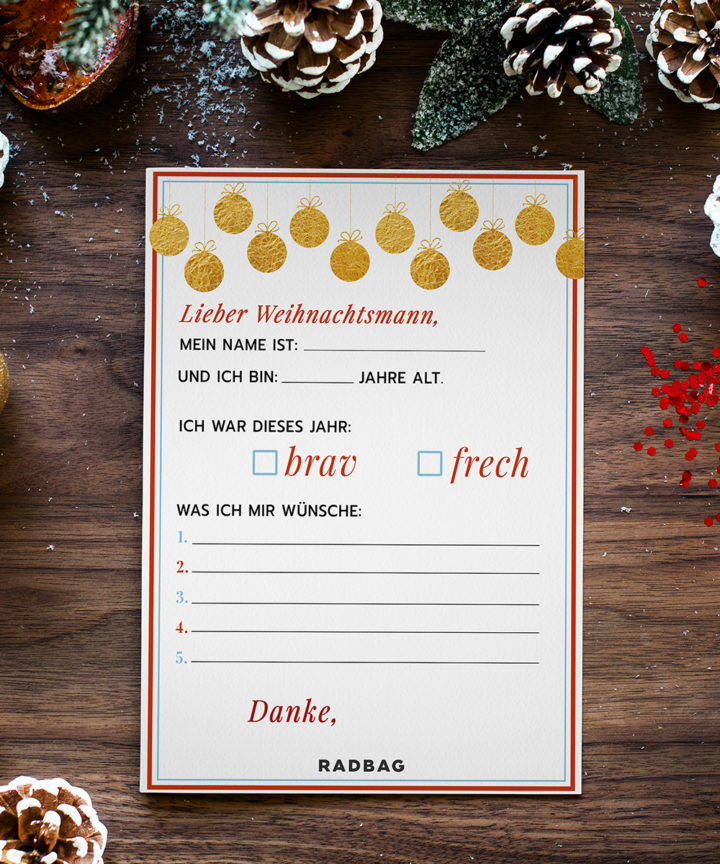 Dein Wunschzettel zu Weihnachten jetzt einfach gratis ausdrucken