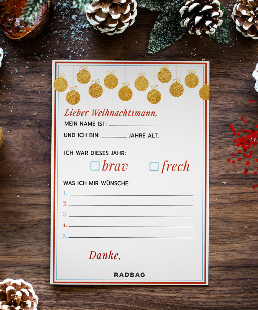 WUnschzettel zu Weihnachten Wunschliste Printable