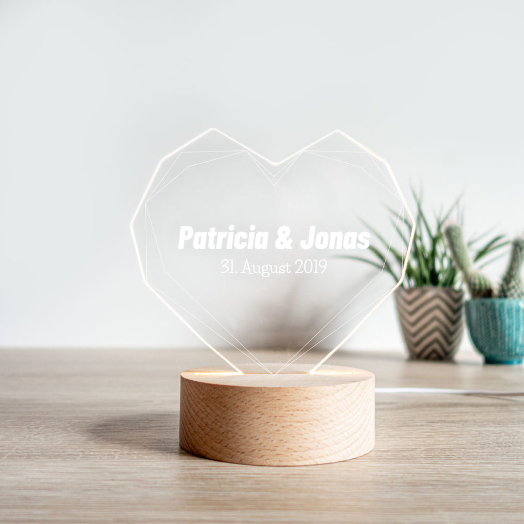 Valentinstag Geschenke personalisierte LED Lampe