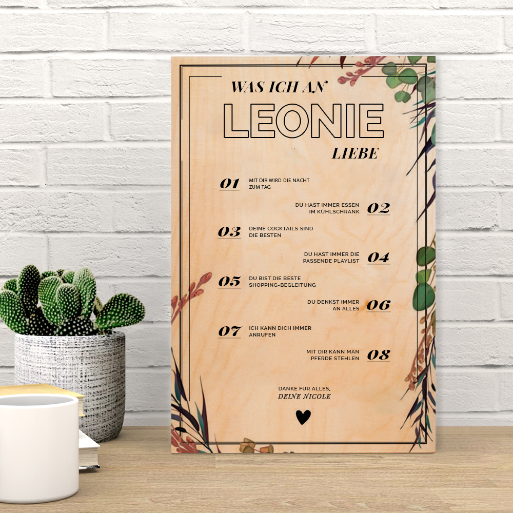 Valentinstag Geschenke personalisierbares Holzbild
