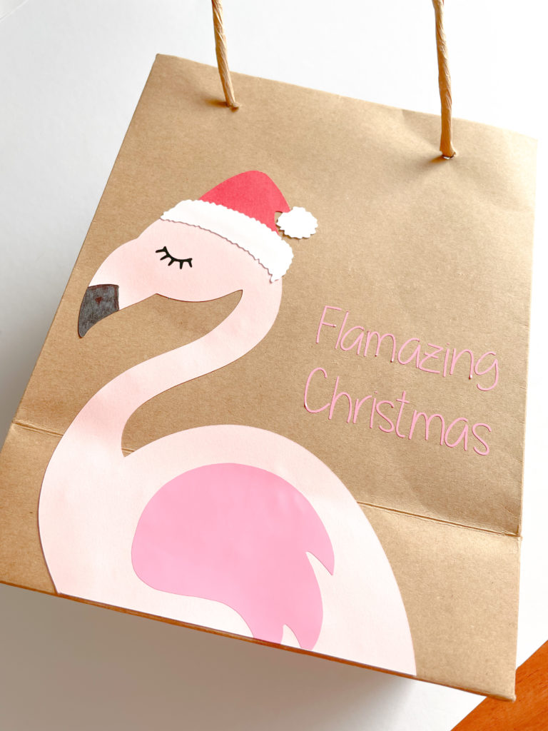 weihnachtstüten mit flamingo basteln
