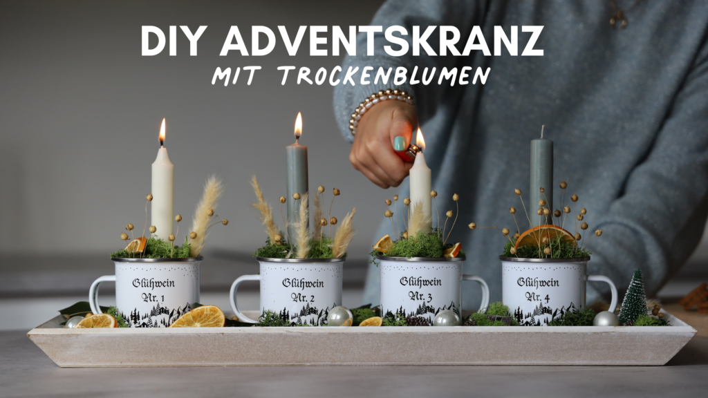 Adventskranz mit Trockenblumen: DIY zum selber machen