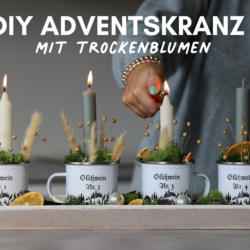 Adventskranz selber machen Trockenblumen Adventskranz DIY