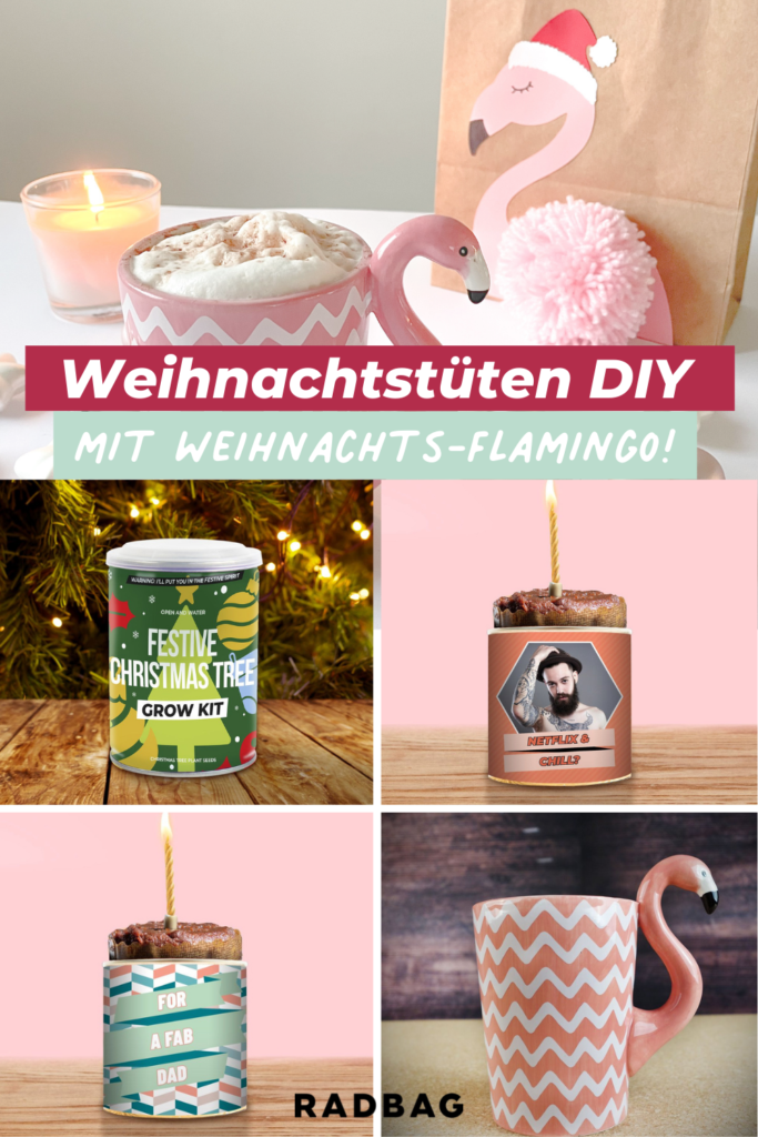 weihnachtstüten mit flamingo basteln