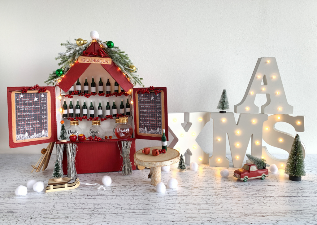 upcycling ideen diy weihnachtsdeko mini glühweinstand