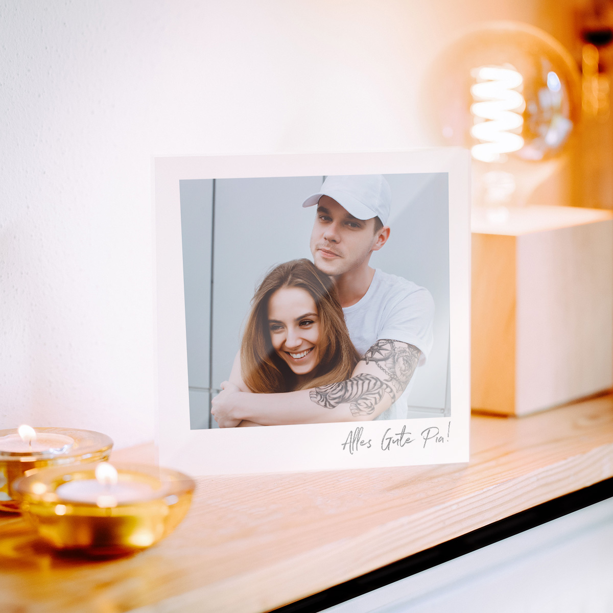 Personalisierbarer Acrylblock im Polaroid-Look