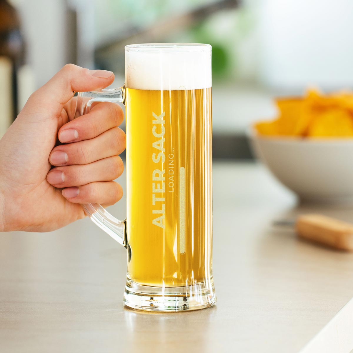 Personalisierbares Bierglas mit Ladebalken