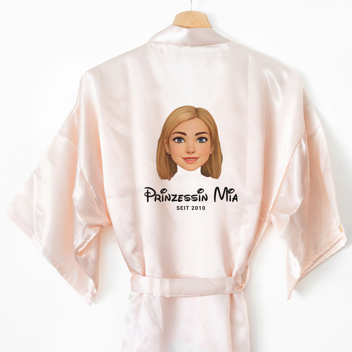 Cartoon Yourself Satin Morgenmantel mit Foto und Name