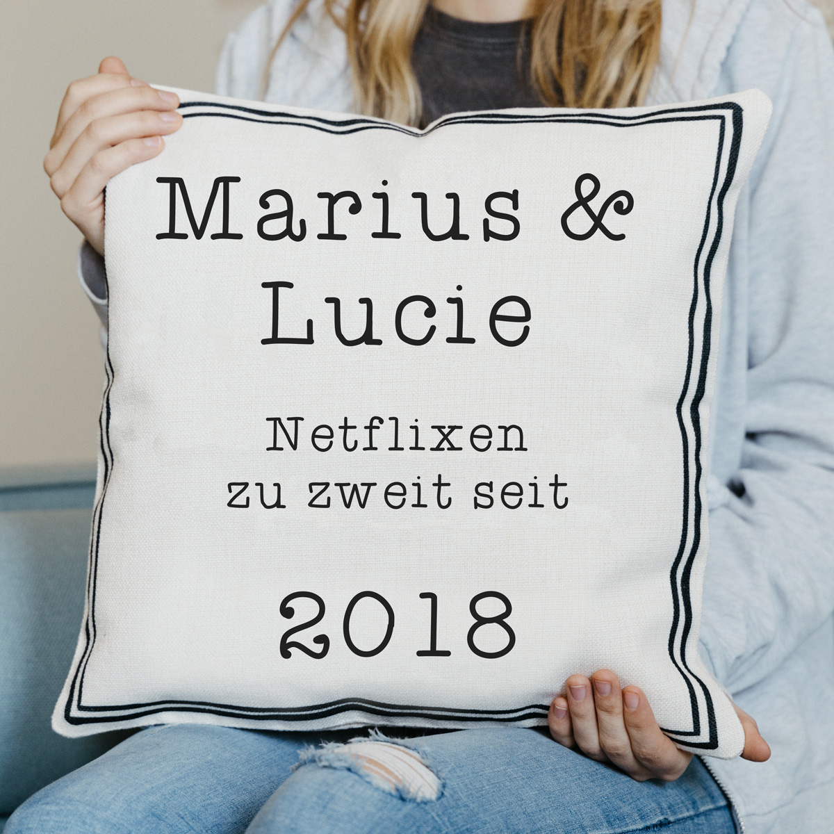 Personalisierbarer Kissenbezug mit Text