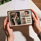 Personalisierte Schokolade als Karte mit 3 Fotos und Text