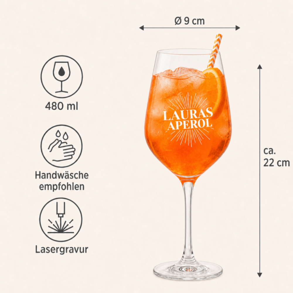 Personalisierbares Aperol Spritz Glas mit Name