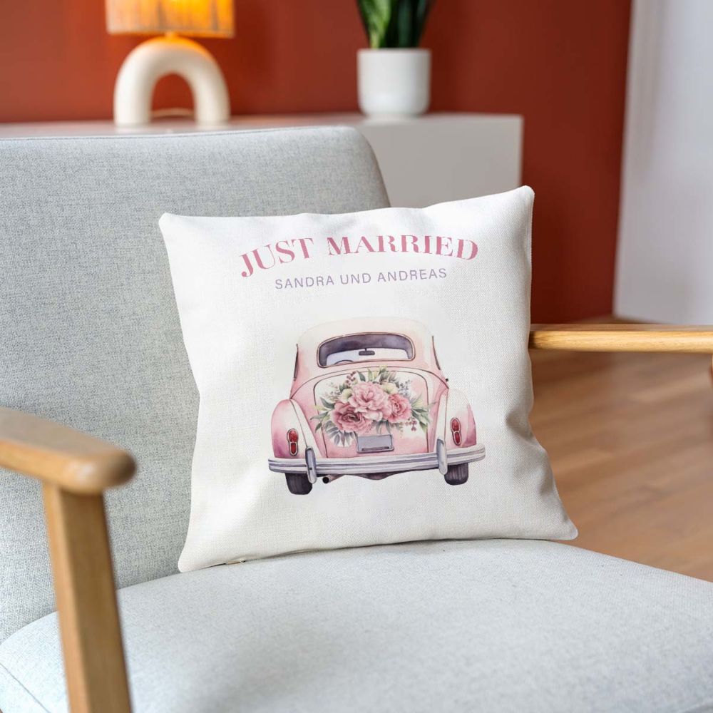 Personalisierbarer Kissenbezug als Geldgeschenk zur Hochzeit