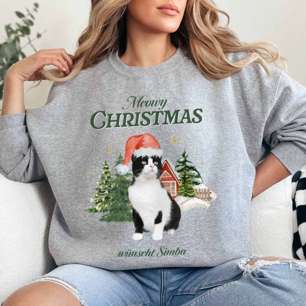 Personalisierbarer Bootleg Weihnachtspullover mit Haustier