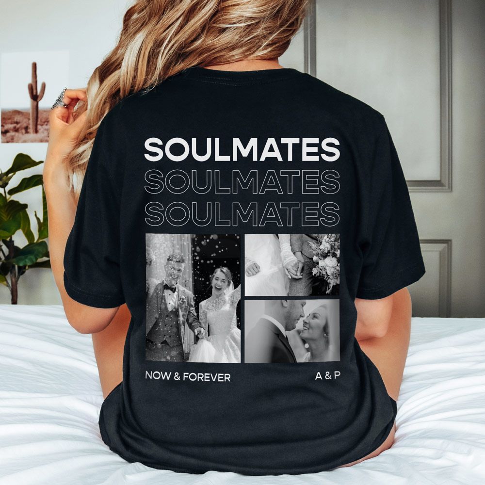 Personalisierbares T-Shirt mit Schwarz Weiß Fotos und Text