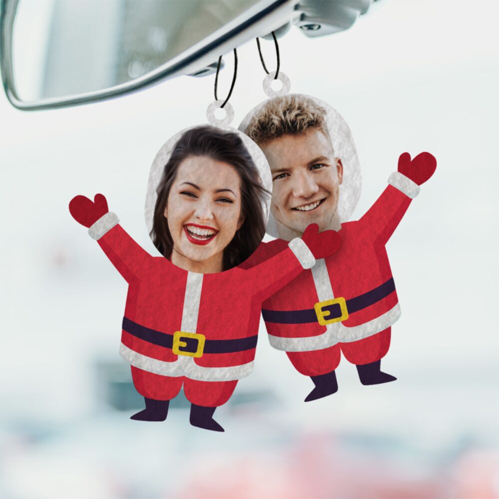 Personalisierbarer Weihnachtsmann Duftbaum 2er Set mit Gesicht