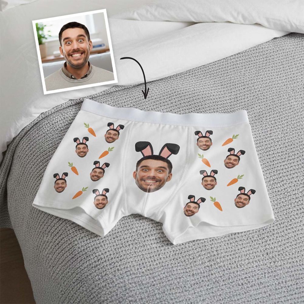 Personalisierbare Boxershorts mit Gesicht und Hasenohren