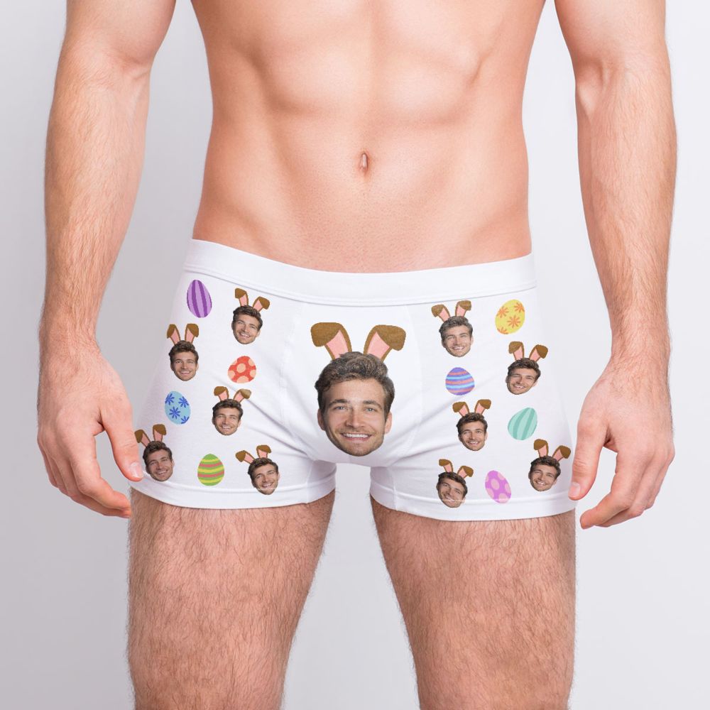 Personalisierbare Boxershorts mit Gesicht und Hasenohren