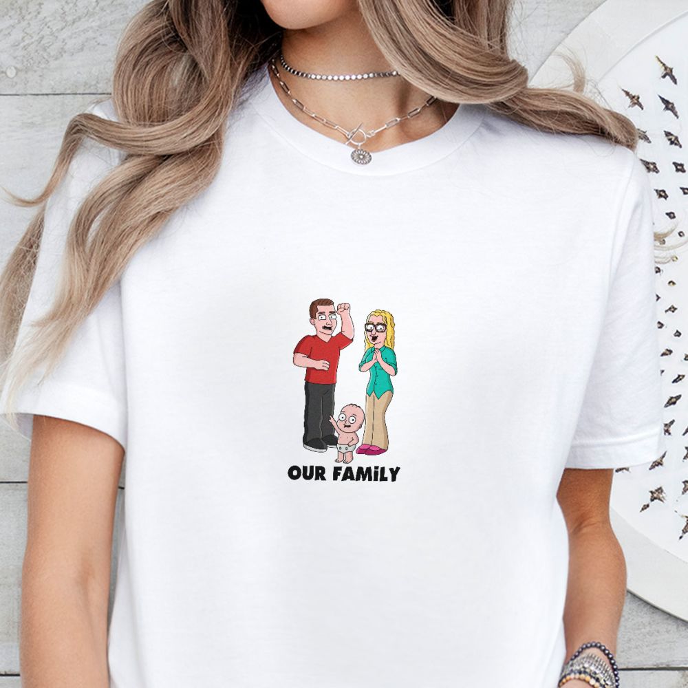 Personalisierbare T-Shirt-Illustration Zeichentrick Familie