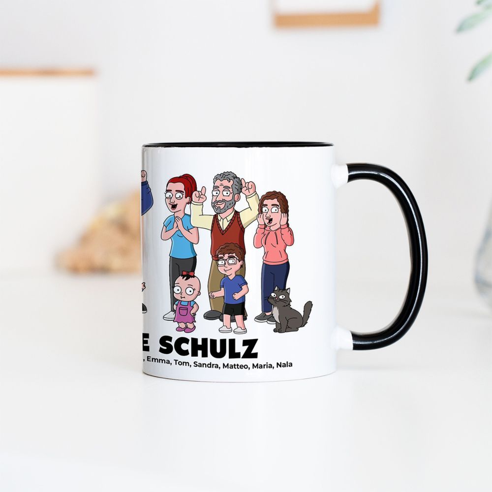 Personalisierbare Tassen-Illustration Zeichentrick Familie