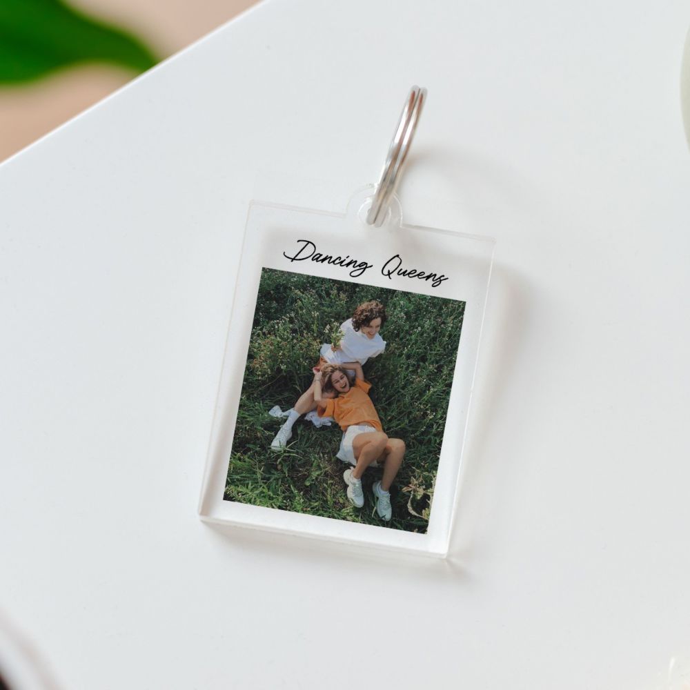 Personalisierbarer Acryl Schlüsselanhänger mit Foto und Text