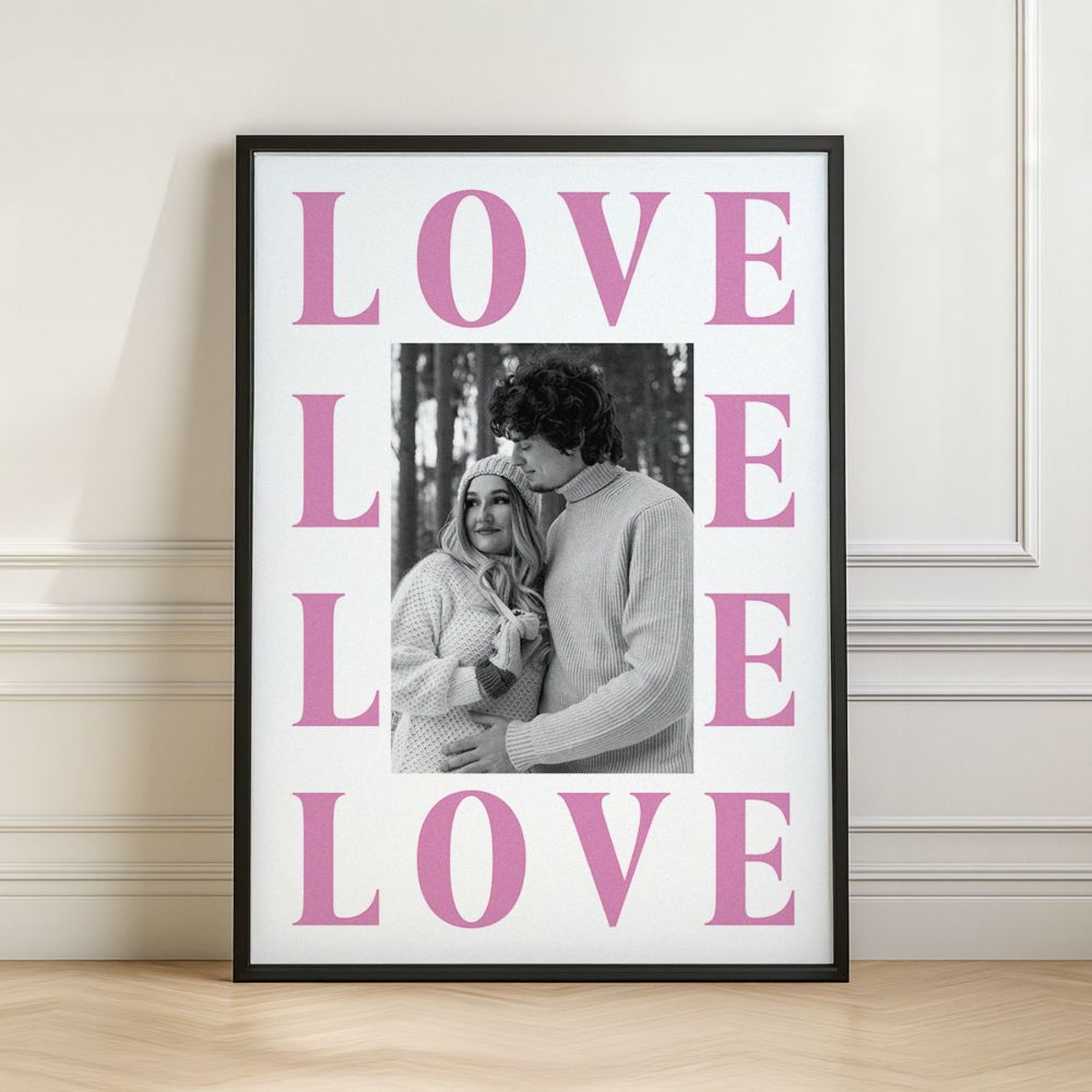 Personalisierbares Poster mit Love Design und Foto