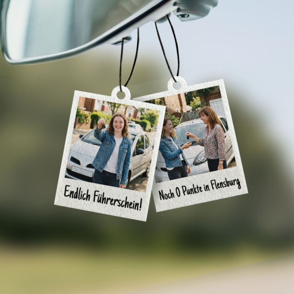 Personalisierbarer Duftbaum zum Führerschein mit Foto