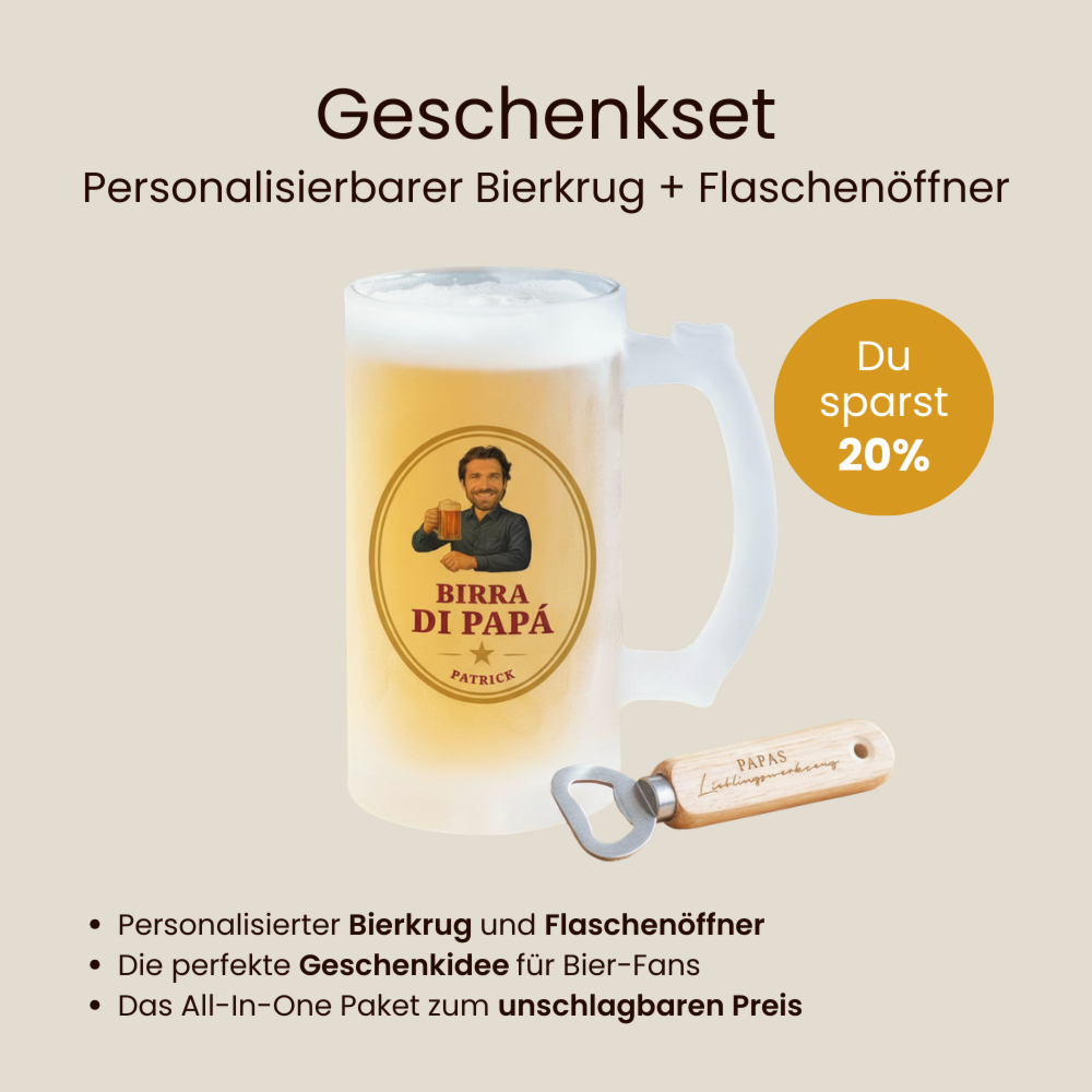 Geschenkset Bierkrug und Flaschenöffner
