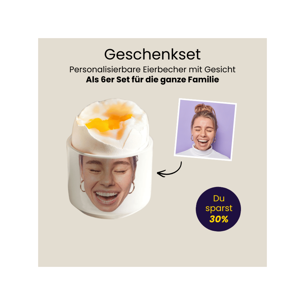 Geschenkset 6er Set Eierbecher mit Gesicht