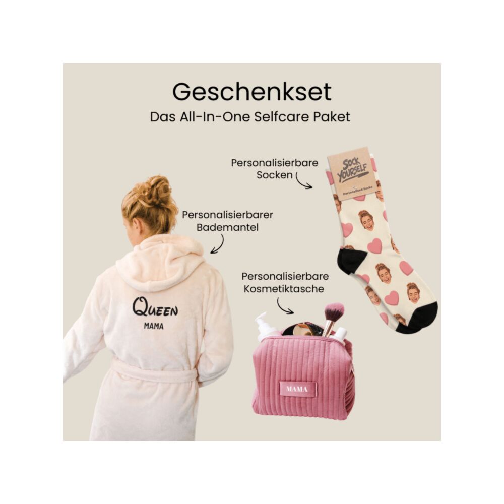 Geschenkset Kosmetiktasche Bademantel und Socken