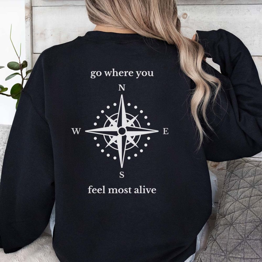 Personalisierbarer Pullover mit Kompass und Text