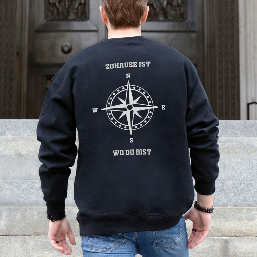 Personalisierbarer Pullover mit Kompass und Text