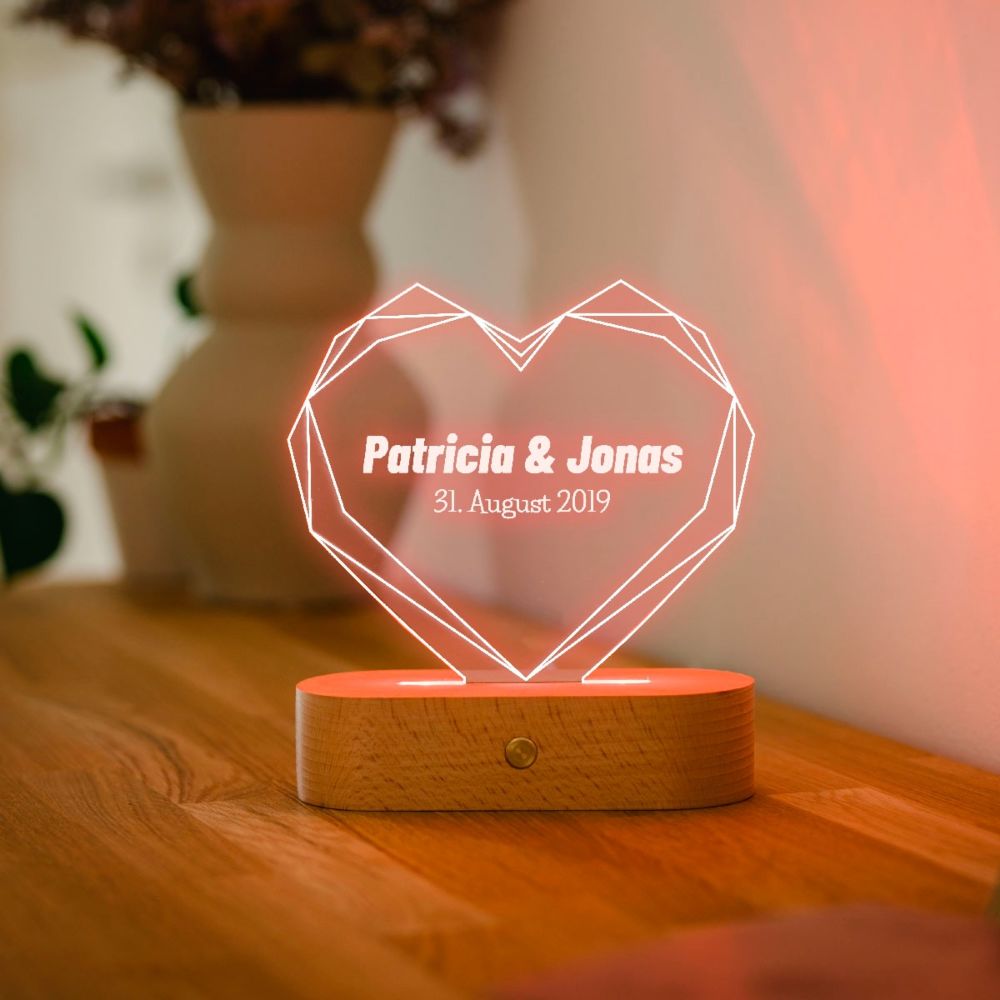 Personalisierbare Herz-Lampe mit Name