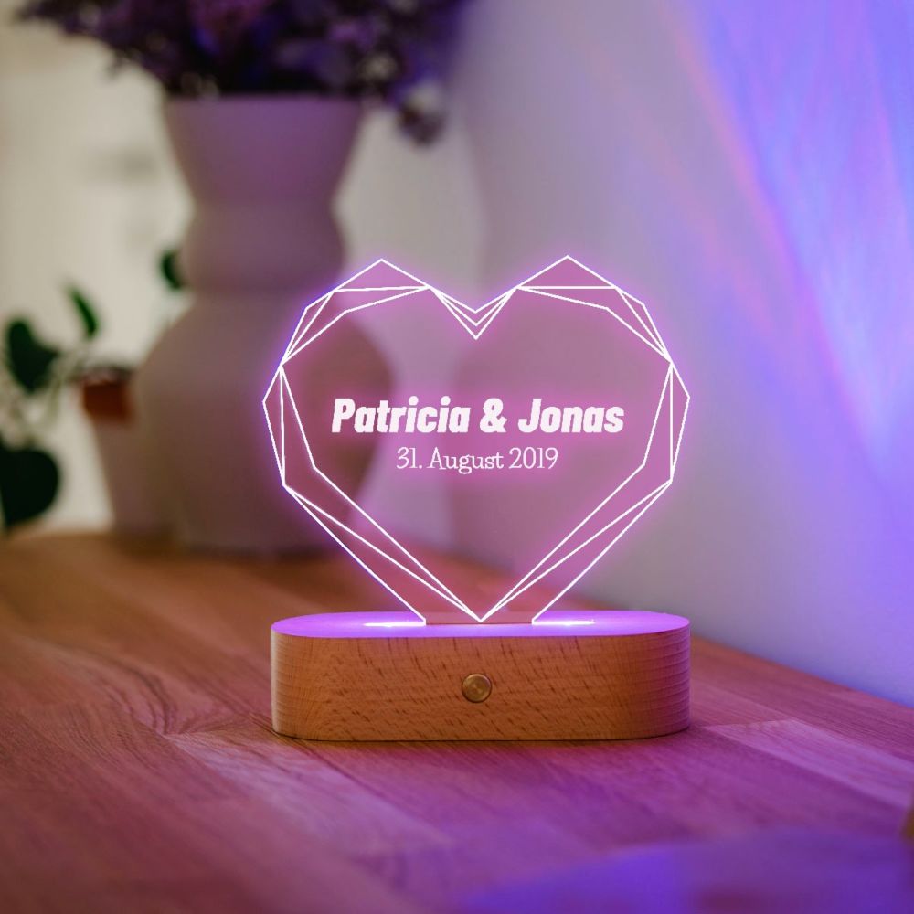 Personalisierbare Herz-Lampe mit Name