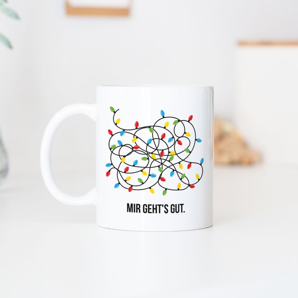 Personalisierbare Tasse Lichterkette mit Text