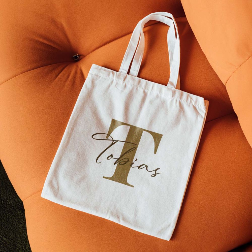 Personalisierbarer Jutebeutel mit Monogramm