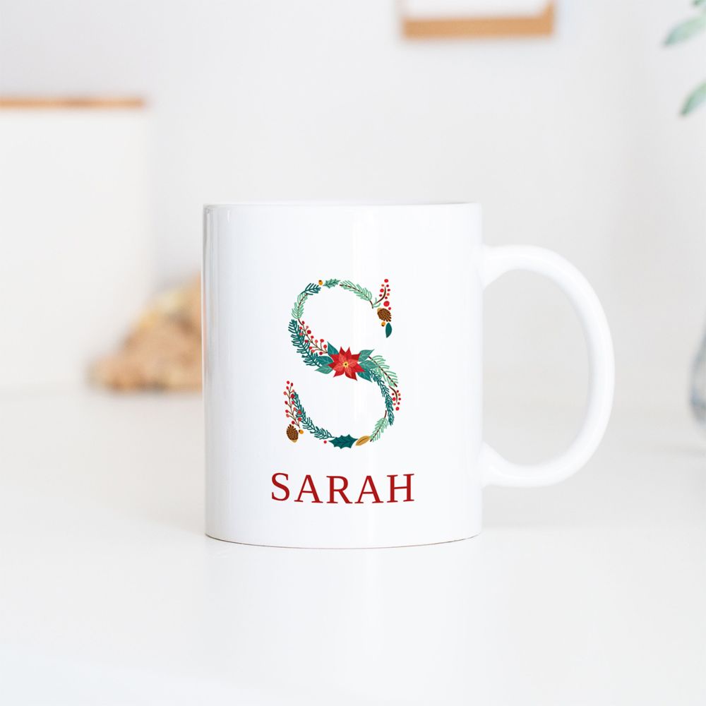 Personalisierbare Tasse mit winterlichem Monogramm