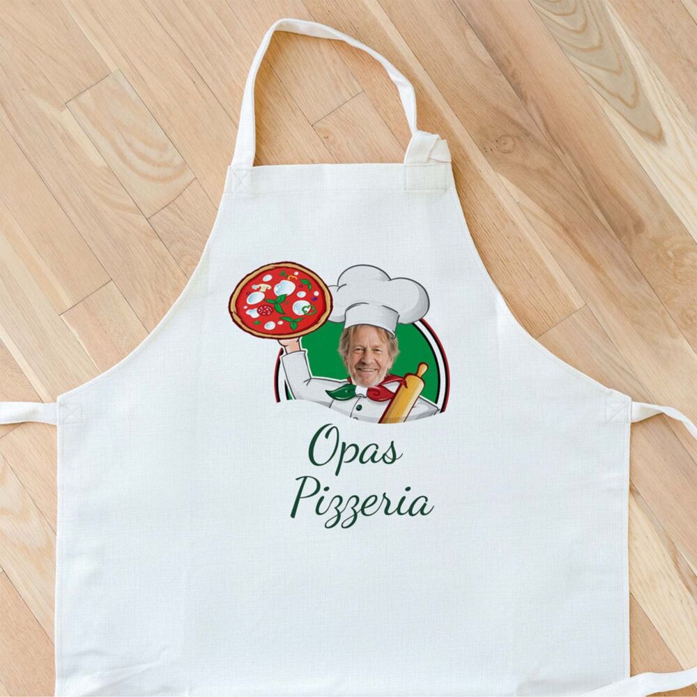 Personalisierte Küchenschürze Oma's Pizzeria mit Foto und Namen