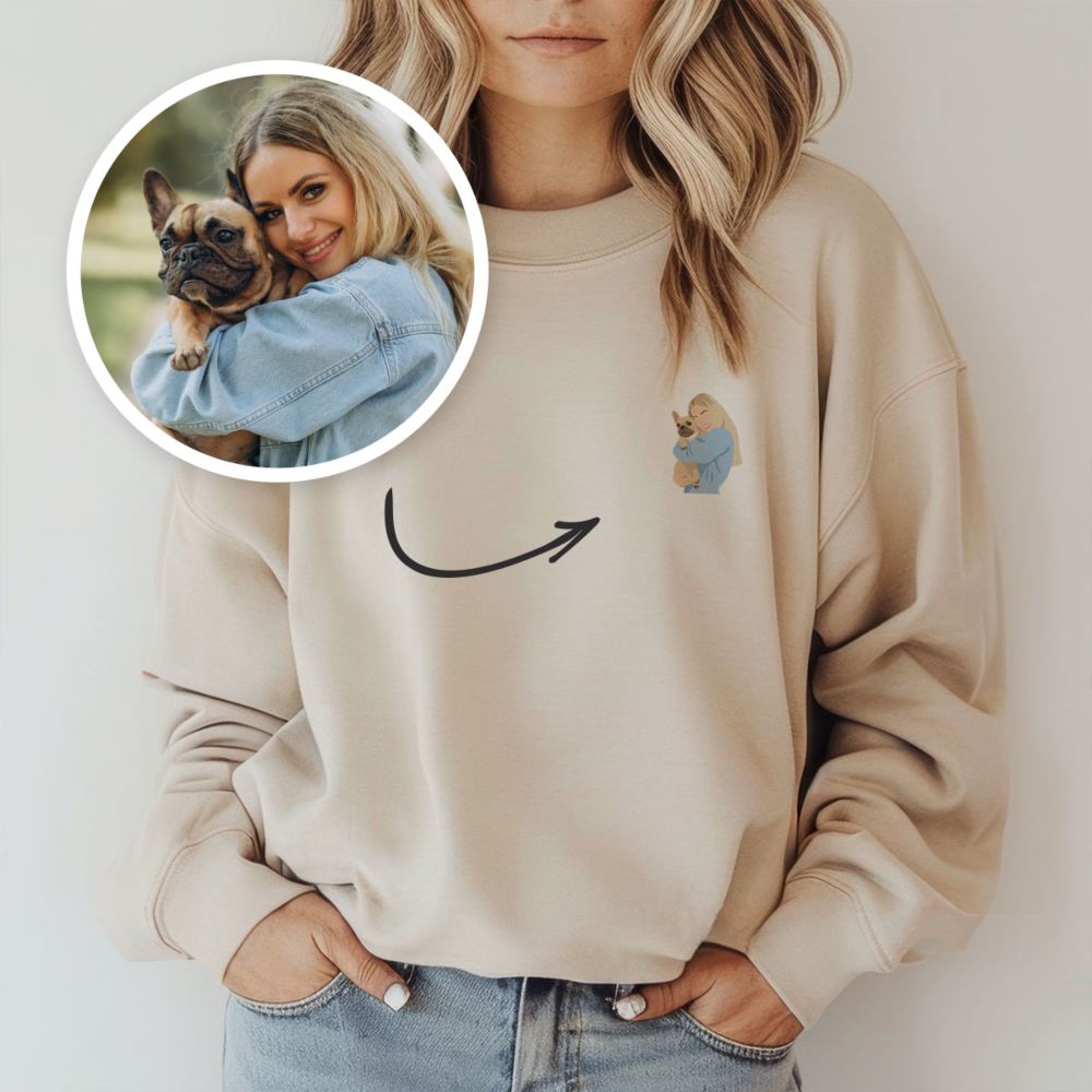 Personalisierbarer Pullover mit kleiner Illustration