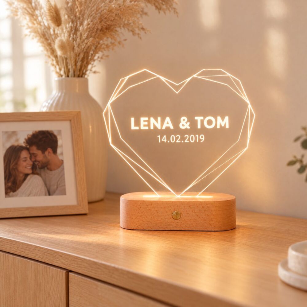 Personalisierbare Herz-Lampe mit Name