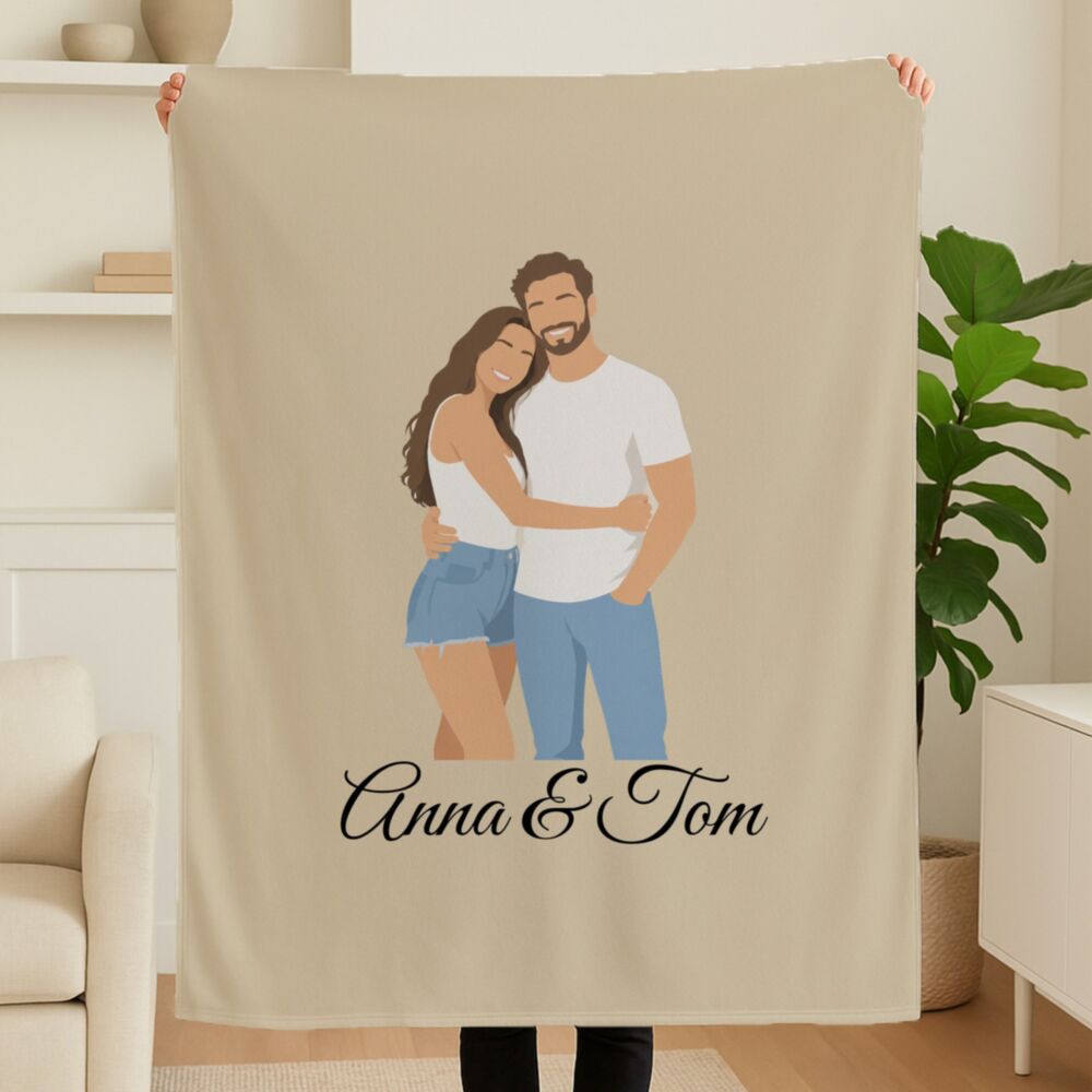 Personalisierbare Decke für Paare mit Illustration