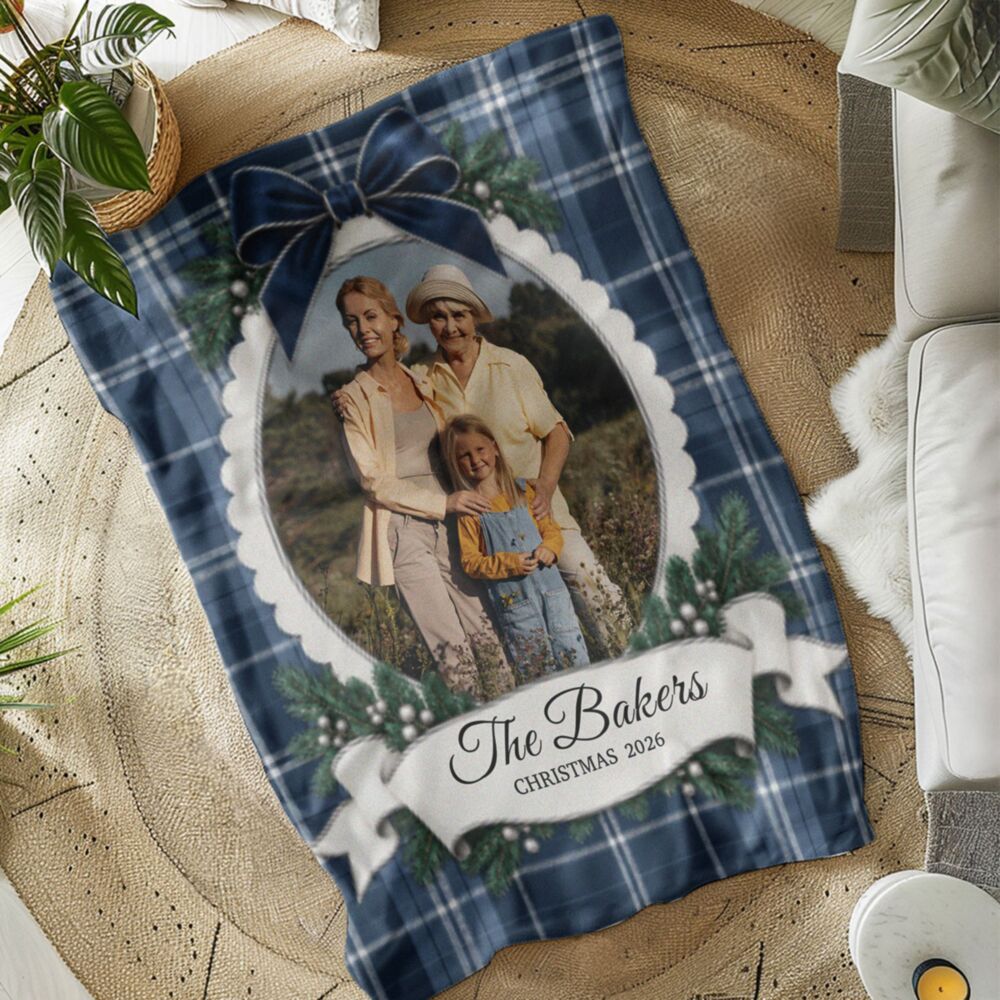 Kuscheldecke mit Foto und Text – Weihnachtsdesign personalisierbar