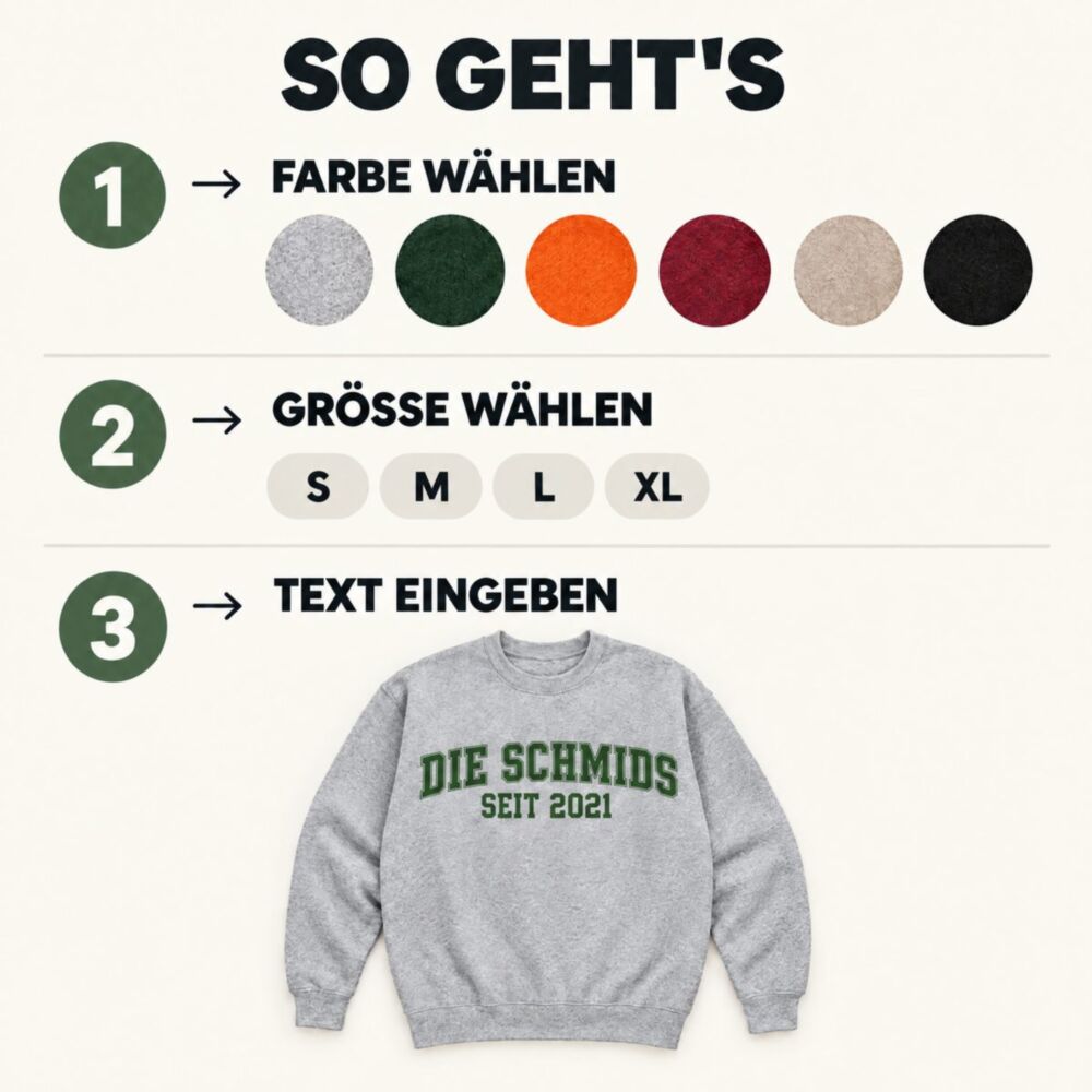 Personalisierbarer Pullover College-Style
