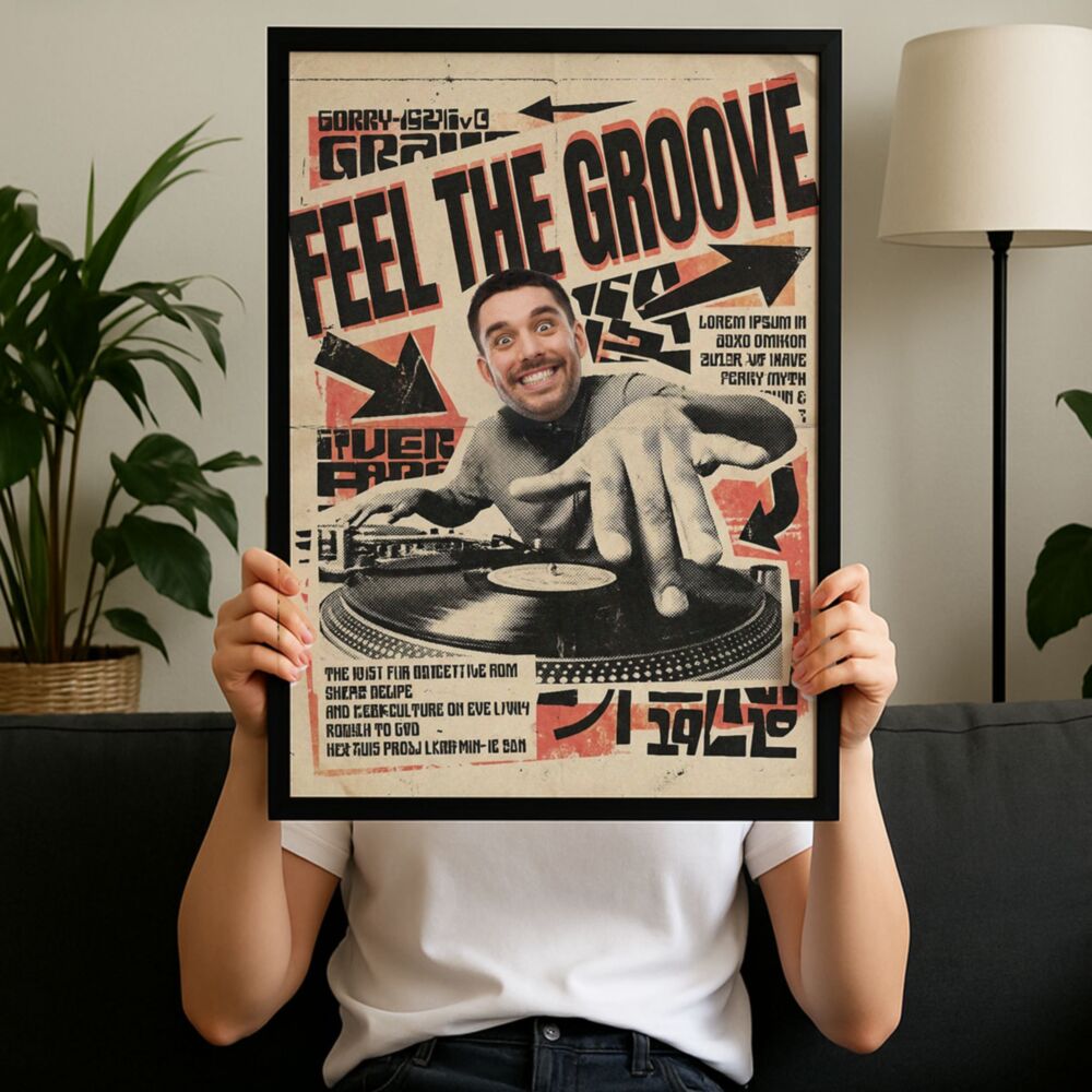 Personalisierbares Poster 90er DJ mit Foto