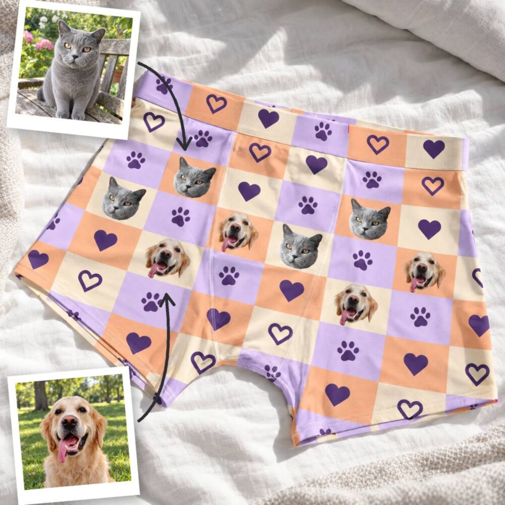 Boxershorts mit Haustierfoto bedrucken – Patchwork Design