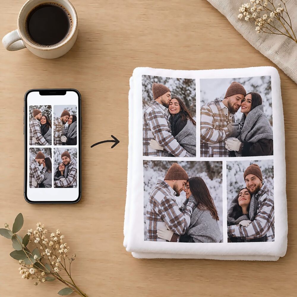 Personalisierbare Decke mit Fotocollage