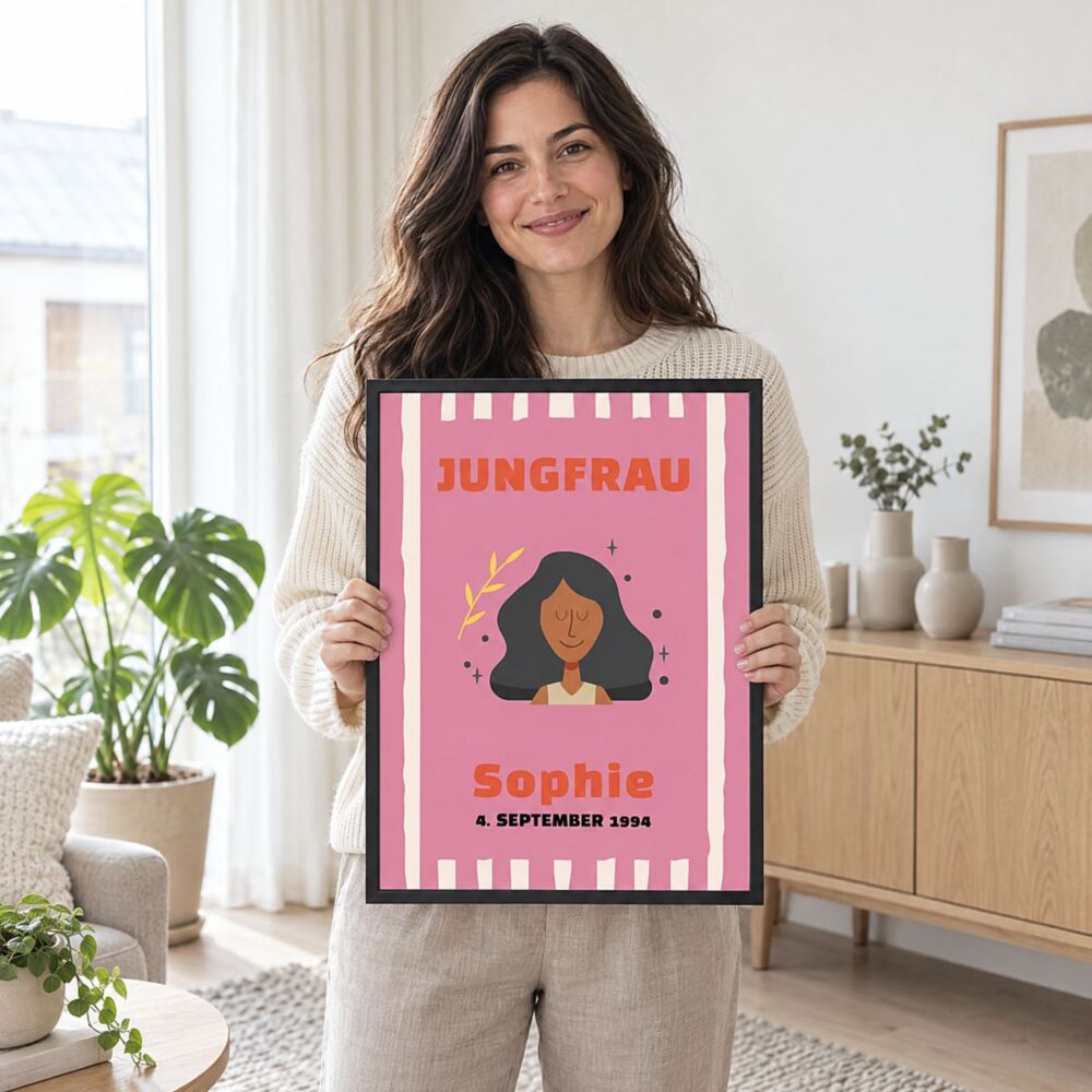 Sternzeichen Poster personalisiert mit Namen und Datum