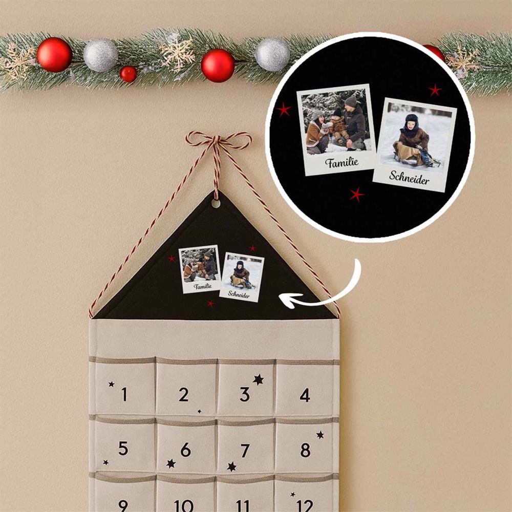 Personalisierbarer Adventskalender im Polaroid-Design